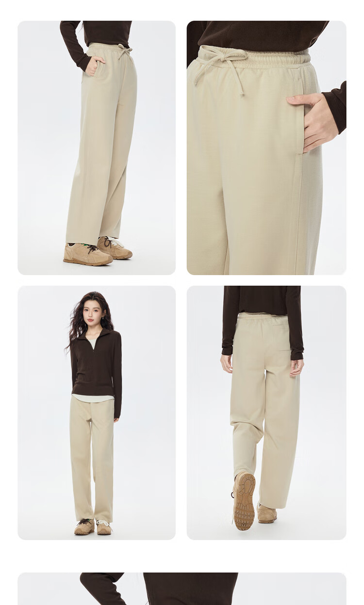 Giordano Women's Drawstring Sweatpants Autumn Winter New Loose Fit Double-Sided Fabric Elastic Waist Casual Pants 05415867 10