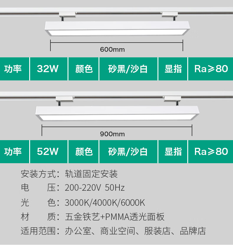 18，毅勝長條軌道燈led燈服裝店商用店鋪補光照明軌道條形射燈路軌燈 黑框_40cm_20W [定制7天]