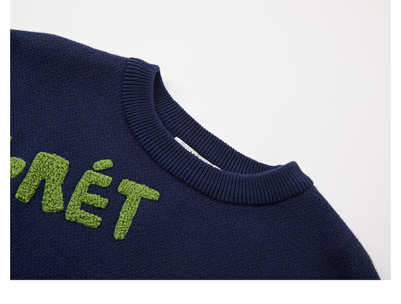 MQD [Designer Series] Boys' Crew Neck Sweater, Spring And Autumn Style Children's Knitwear, Navy Blue, Size 160 9