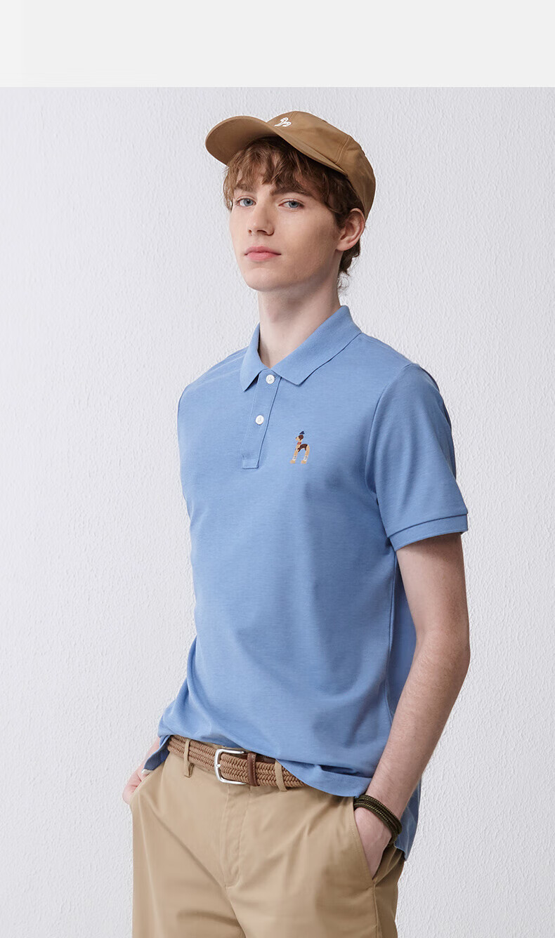 HAZZYS Men's Clothing, Summer Men's Top, Solid Color Casual Polo Shirt with Collar, Short Sleeve POLO Shirt for Men, ASTZE0BBF24 9