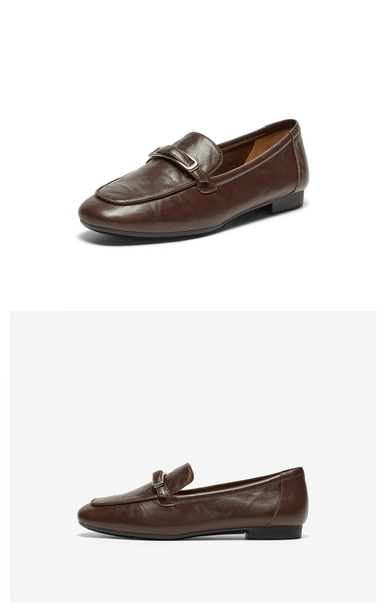 Bata Sheepskin Soft-Soled Loafers for Women, Autumn Department Store Style Retro Flats AMV44CA4 Black Size 38 4