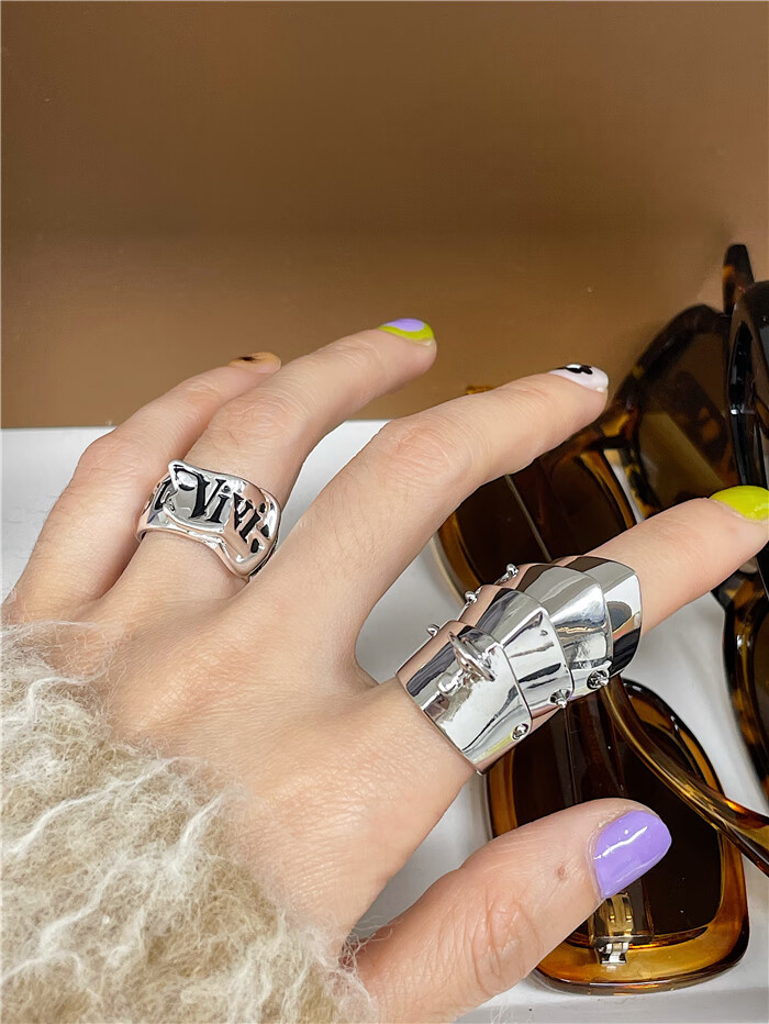 65nana西太后盔甲土星多层戒指薇薇安中性朋克风酷帅潮未来感指环 彩