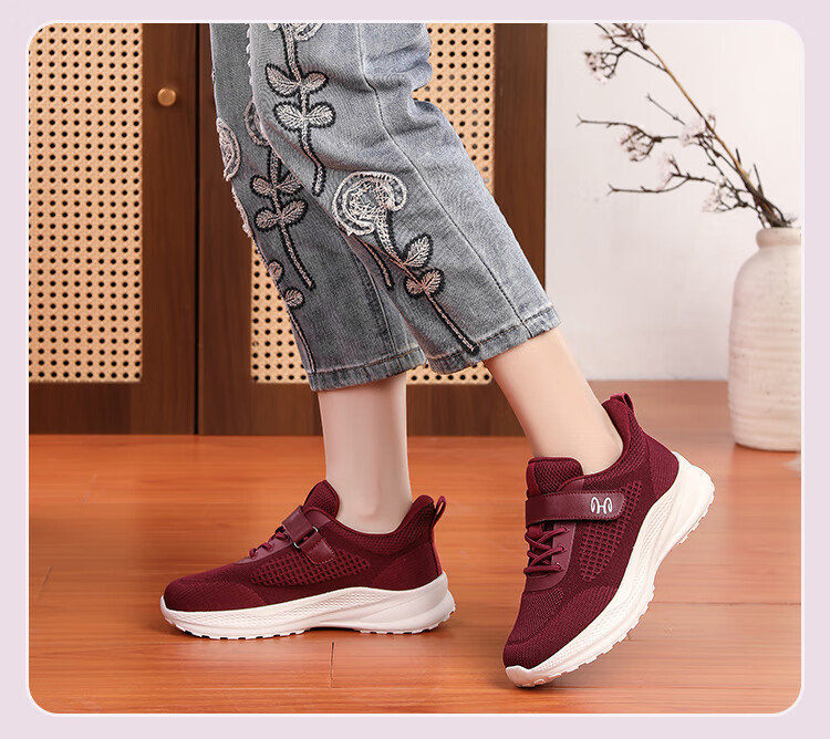 Hengyuanxiang Elderly Non-Slip Slip-On Outdoor Durable Walking Shoes for Middle-Aged and Seniors XEL5618 Purple Size 37 6