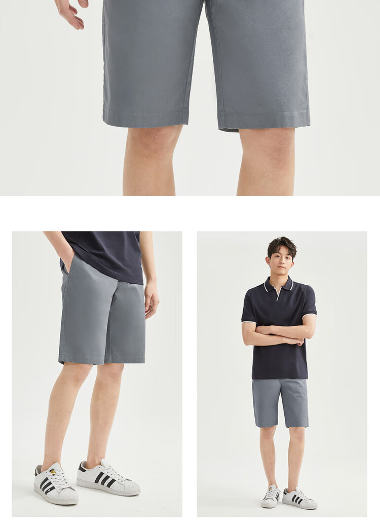 Giordano Casual Shorts for Men, Elastic Lycra Cotton Woven Pants, Mid-Rise Thin Five-Point Shorts for Men, 01104341 16