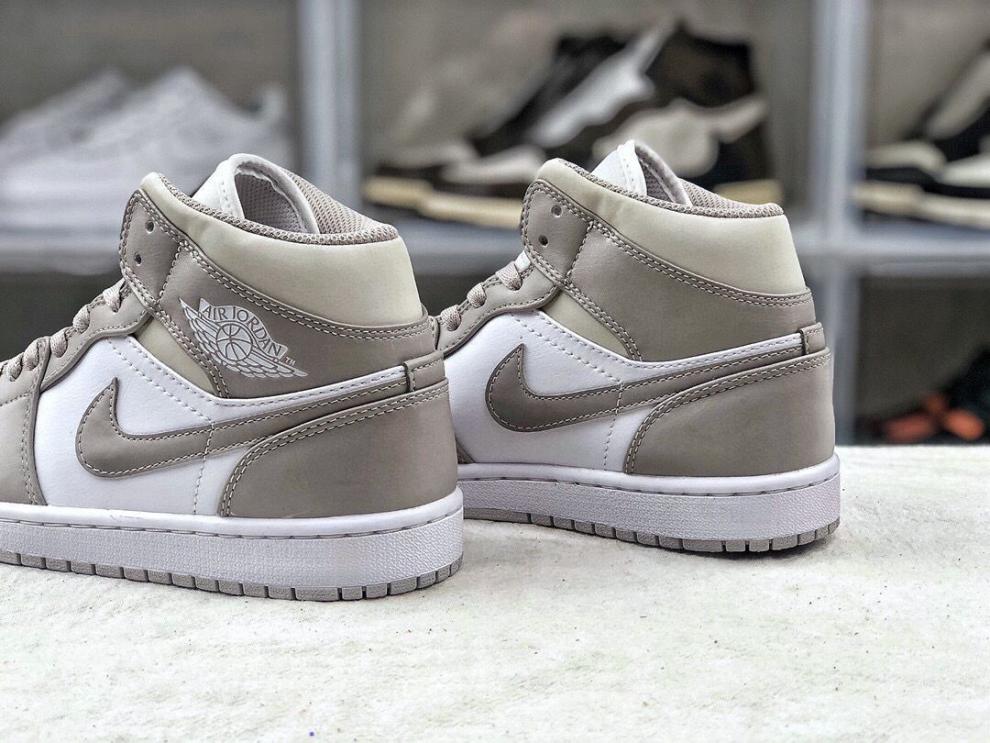 air mid aj1抹布白灰男子中帮篮球鞋运动鞋男女鞋554724-082 奶油 36