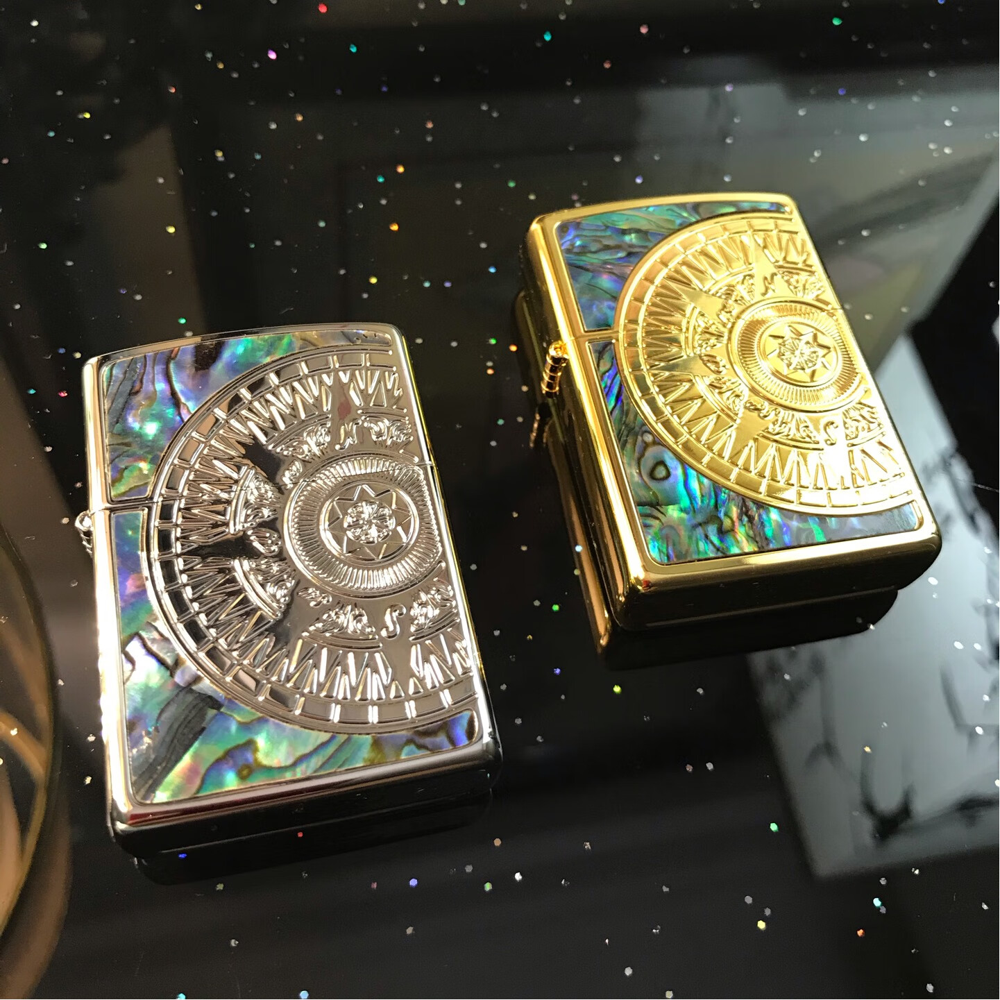 zippo芝宝打火机限量贝壳罗盘爱情海煤油防风男士礼物送男友 金色半圆