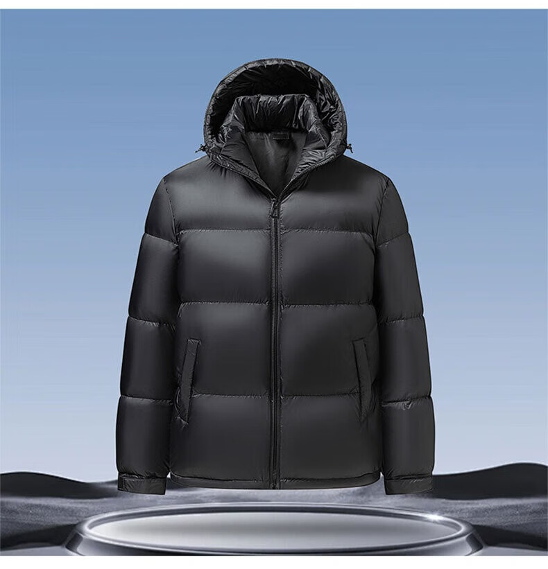 Romon Men's Winter Thickened Warm Casual Outdoor Black and Green Patchwork Duck Down Hooded Puffer Jacket L 3