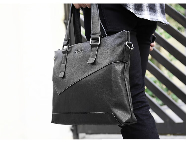 COW Men's Business Briefcase, Horizontal Handbag for Men, Laptop Bag, Tote Bag, 8610 Large Bag, 14 Inches 4