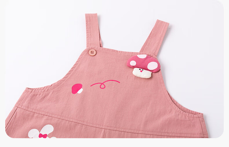 Dudu Baby Set Cartoon Spring Boys Long Sleeve T-Shirt Girls Overalls Children's Spring Two-Piece Set Pink 80 19