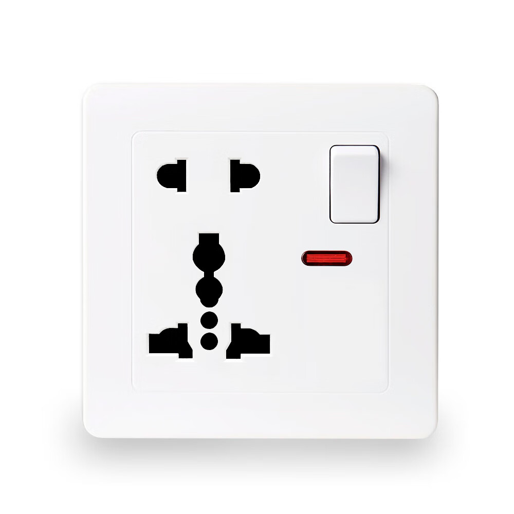 13a多功能方脚插座 国际插口带开关 墙壁插座 146英标五孔 玫瑰金 多