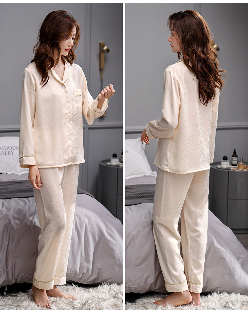 家乐芬冰丝睡衣女士春秋季女款春季长袖高级感丝绸仿真丝夏季夏天家居