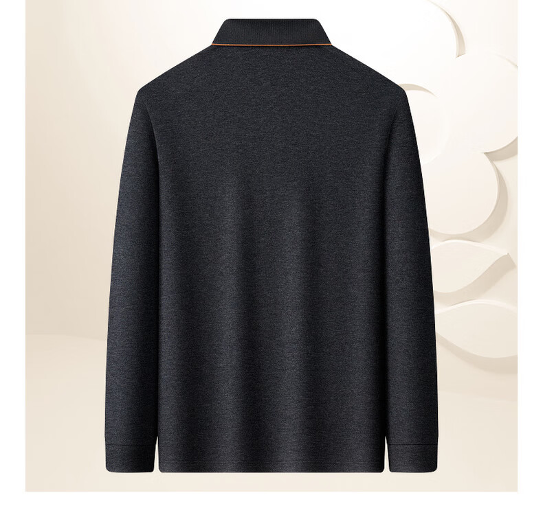 MONTAGUT Men's Long Sleeve Polo Shirt Spring Autumn 100% Cotton Business Casual Skin-friendly Middle-aged T-shirt Graphite Gray XL 8
