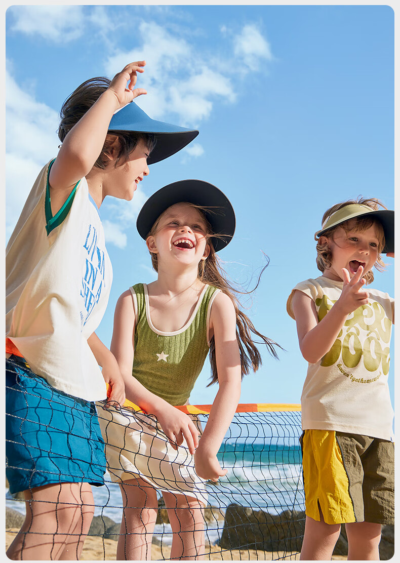 Kocotree Children's Sun Protection Hat, Seamless One-Piece Shaped Sun Hat, Wide-Brimmed Visor Cap, Lightweight Outdoor Sports Hat, Red 27