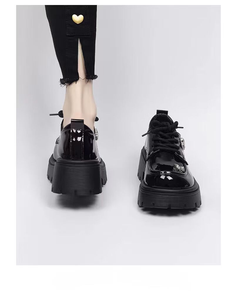 Global Platform Loafers Women 2026 New Summer Bowknot Versatile Casual Black Leather Shoes Height Increasing Flats 10