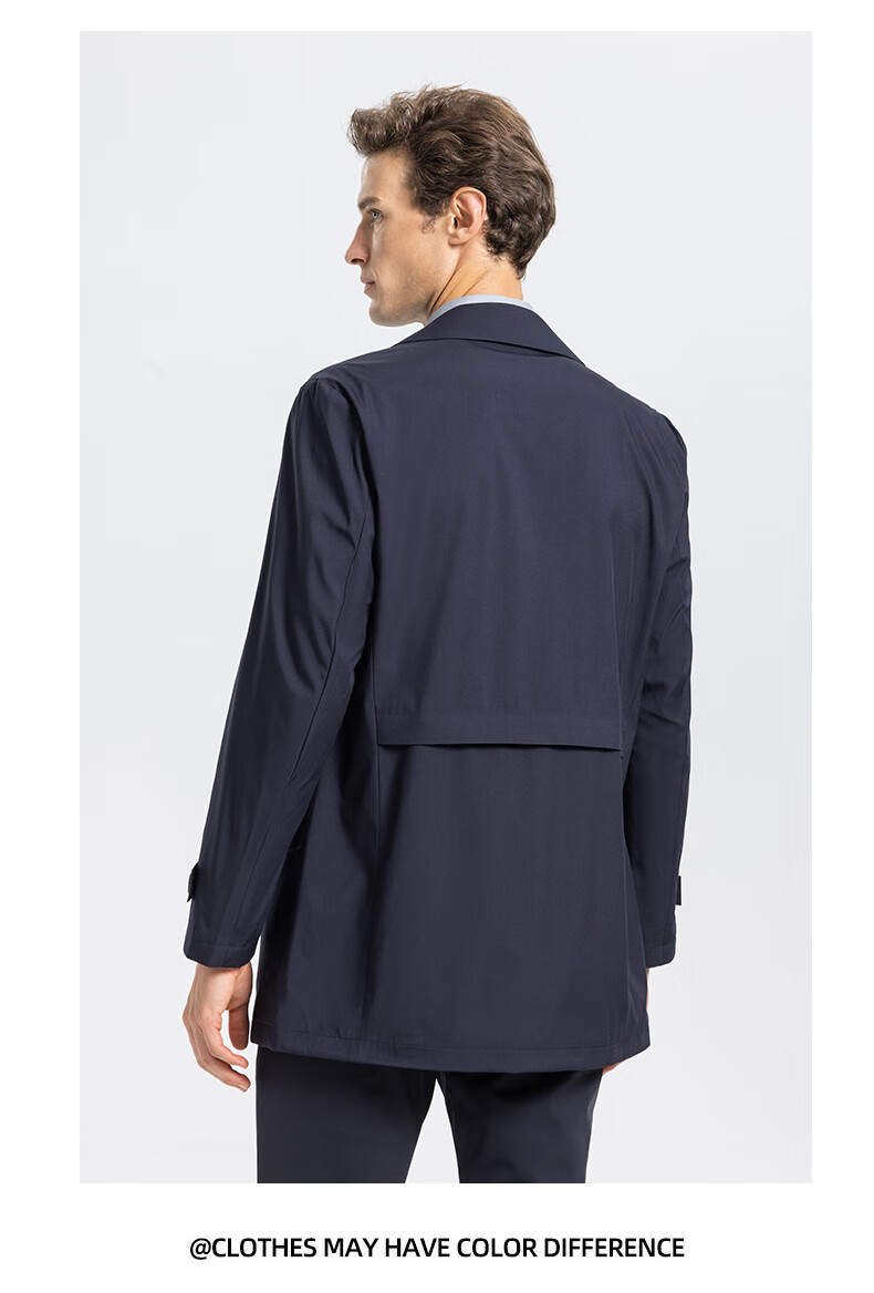 SHANSHAN High-End Trench Coat for Young And Middle-Aged Men, Mid-Length Solid Color Wrinkle-Resistant Casual Seamless Pressed Jacket Father's Day Outerwear 10