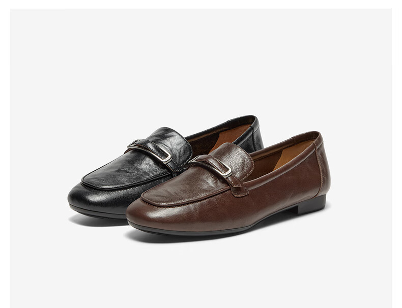 Bata Sheepskin Soft-Soled Loafers for Women, Autumn Department Store Style Retro Flats AMV44CA4 Black Size 38 3