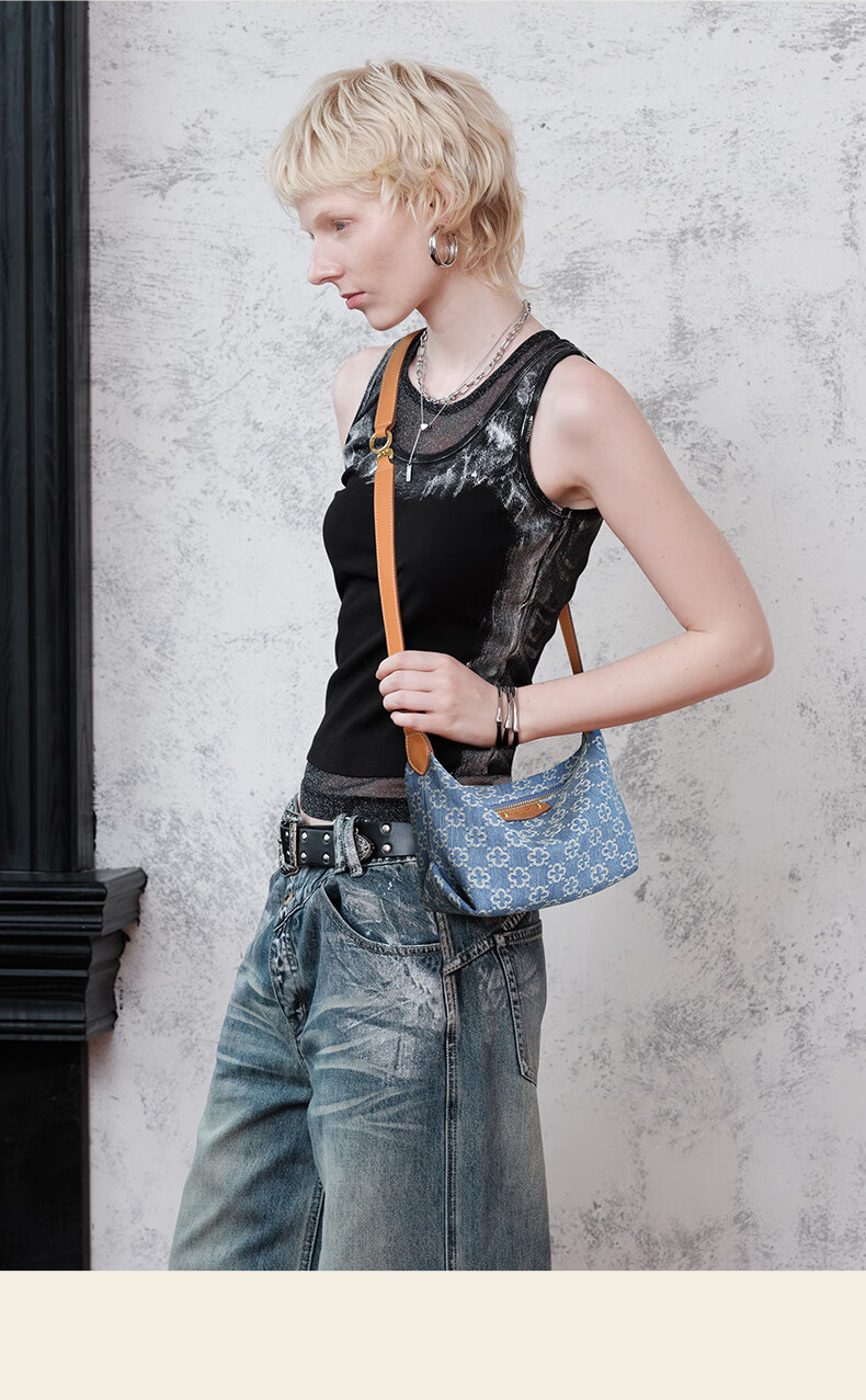 CASSILE Women's Shoulder Bag, Denim Commuter Large Capacity Light Luxury Underarm Bag, 520 Gift 10