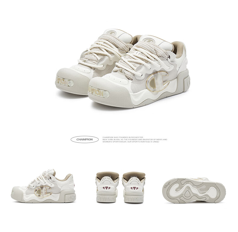 Champion American Champion Sneakers for Women And Men, Trendy Fashionable Thick-Soled Height-Increasing Casual Puffy Bread Shoes 24FWT03 29