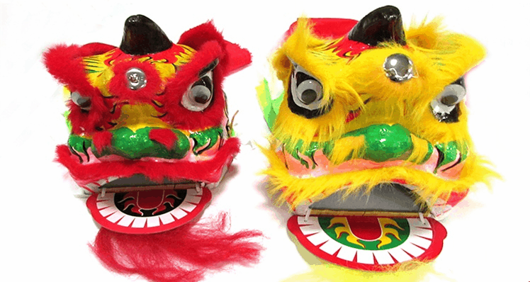 6寸醒狮狮头儿童狮子舞狮儿童狮子头玩具舞狮子道具 8寸橙色带狮被