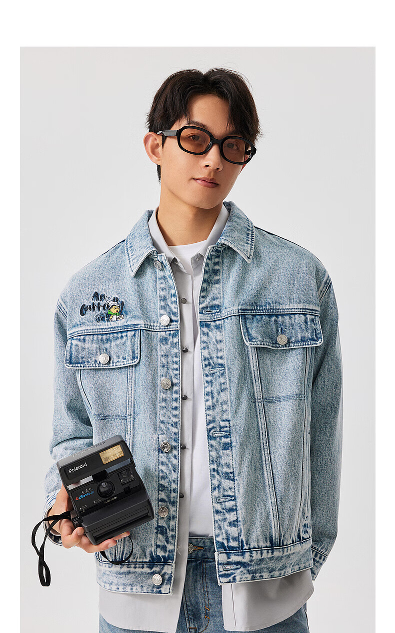 【卡宾3223115004】cabbeen卡宾男装2022年秋冬季卡通刺绣牛仔夹克男