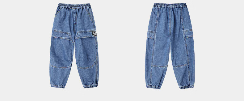 M.Latin Children's Clothing, Spring 2025 New Style, Boys' Preppy American Workwear Patchwork Woven Denim Jeans 18