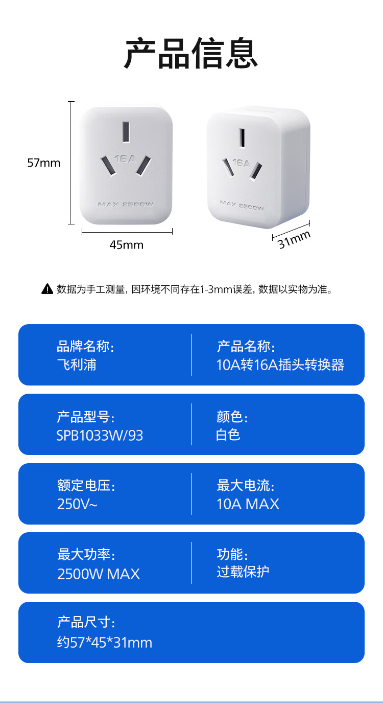 飞利浦PHILIPS转换插头/品字形一转无线插座转换黑色一转三插座/无线转换插座/电源转换器/插排/排插 黑色魔方一转三【无线】详情图片79