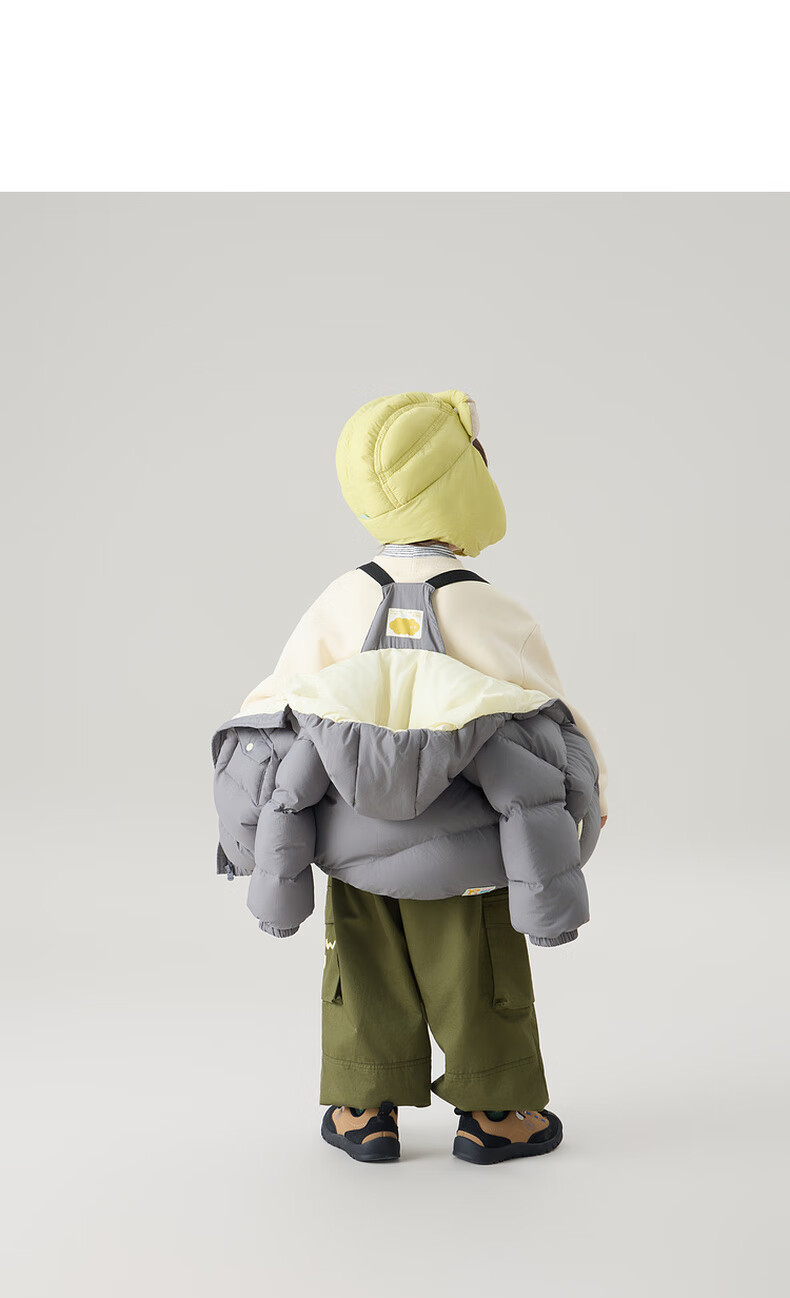 Papapapa Winter New Kids Super Puffy Down Jacket Boys Girls Warm Heat-Retaining Coat Gray 130 7