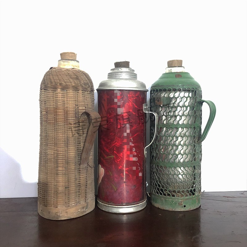 70-80年代老物件 民俗怀旧老物件老式竹子暖瓶铝保温绿铁皮暖瓶农村