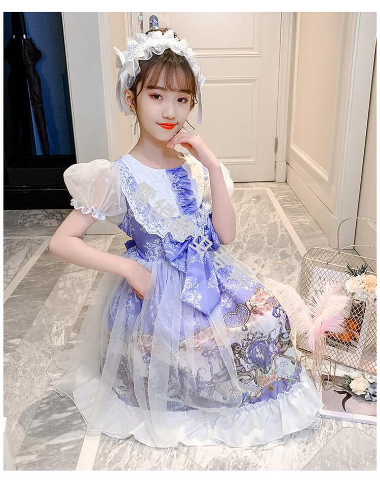 女童洛丽塔儿童夏季萝莉塔儿童女小学生穿的连衣裙全套公主纱裙夏款