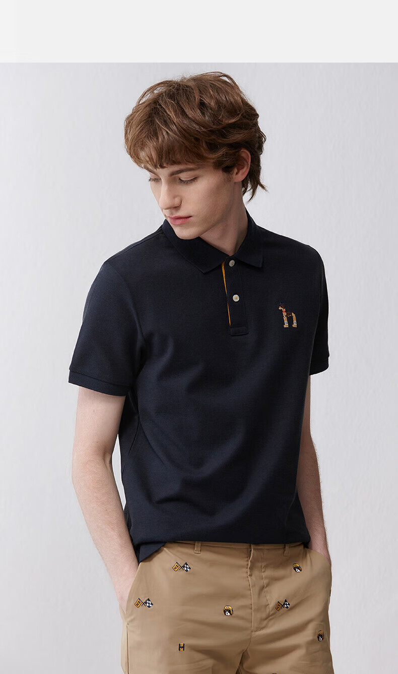 HAZZYS Men's Clothing, Summer Men's Top, Solid Color Casual Polo Shirt with Collar, Short Sleeve POLO Shirt for Men, ASTZE0BBF24 7