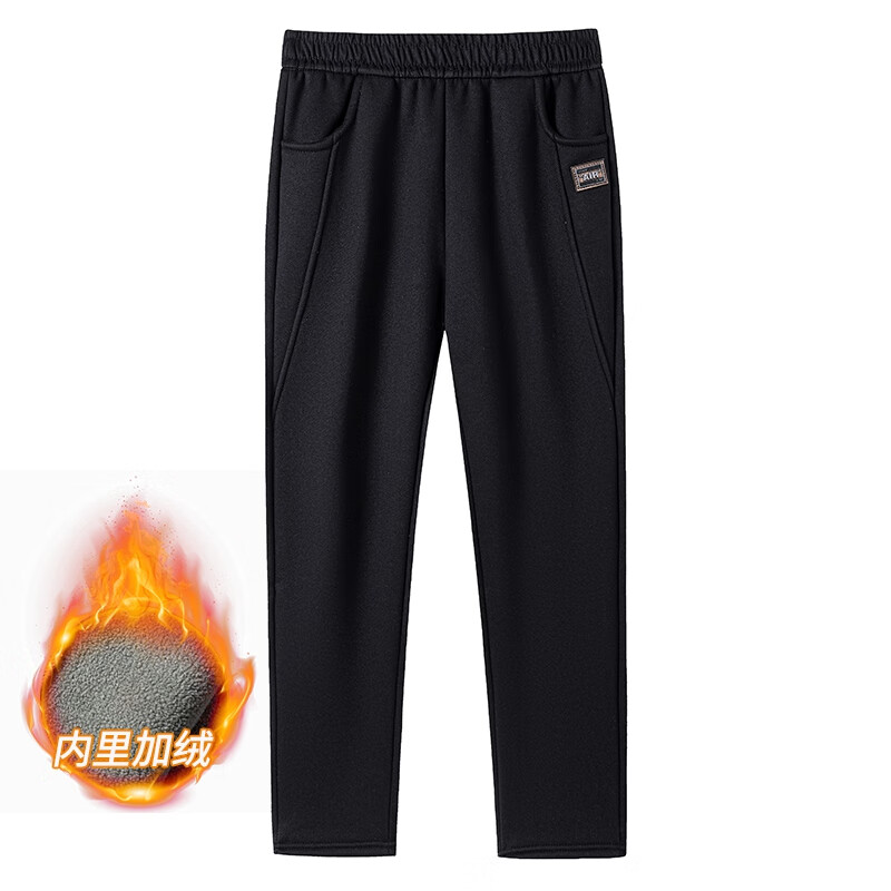 Hengyuanxiang Middle-Aged Women's Winter Fleece-Lined Thick Warm Casual Pants with Elastic Waist for Middle-Aged And Elderly Women, Straight-Leg Trousers 6
