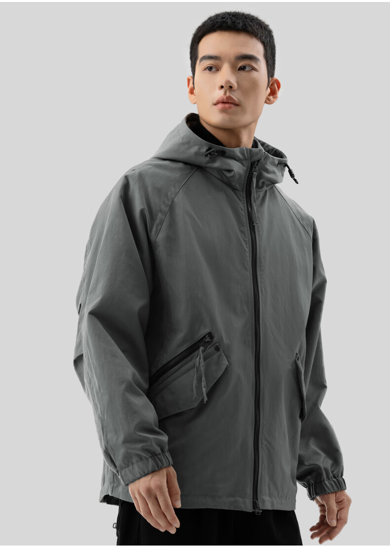 MARKLESS Hooded Jacket for Men, Wrinkle-Resistant And Durable, Sports Outdoor Windproof Coat, Loose Casual Outerwear 4156 Silver Gray XL 3