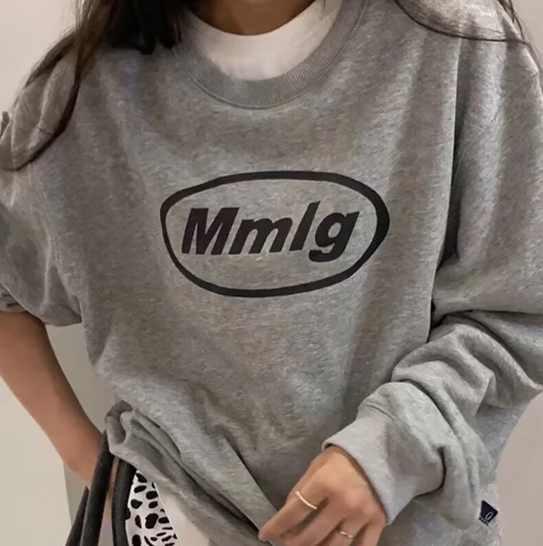 【旗舰自营】mmlg卫衣 韩国87mmlg卫衣女圆领宽松纯棉潮牌情侣2022