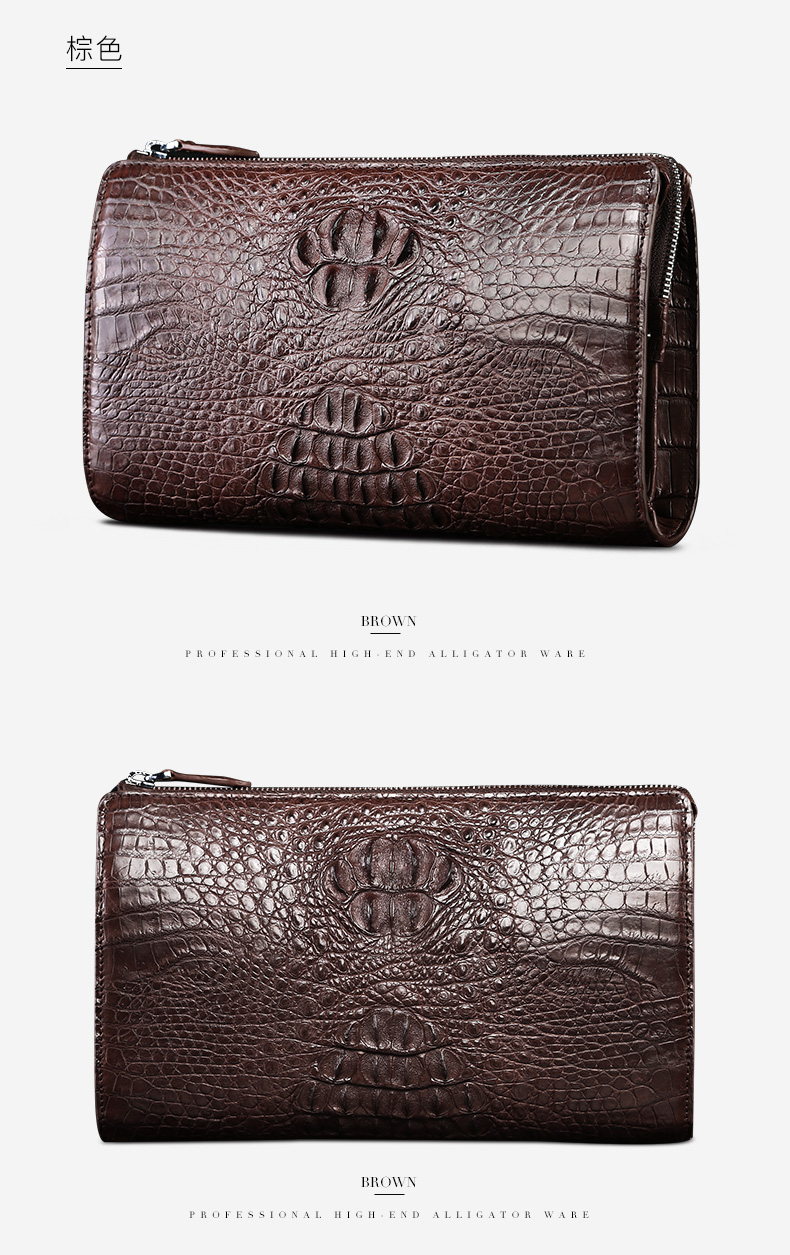 mgmacygray鳄鱼皮男士手包商务手拿包男长款手抓包大容量奢侈品男包