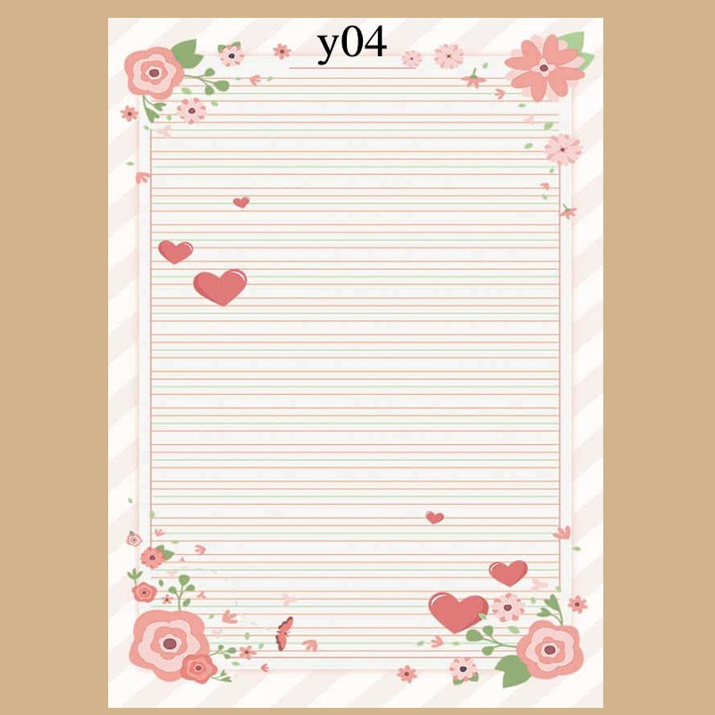 书写纸a4彩色英文四线三格信纸花纹打印纸带图案a4英语卡通信签纸 y01