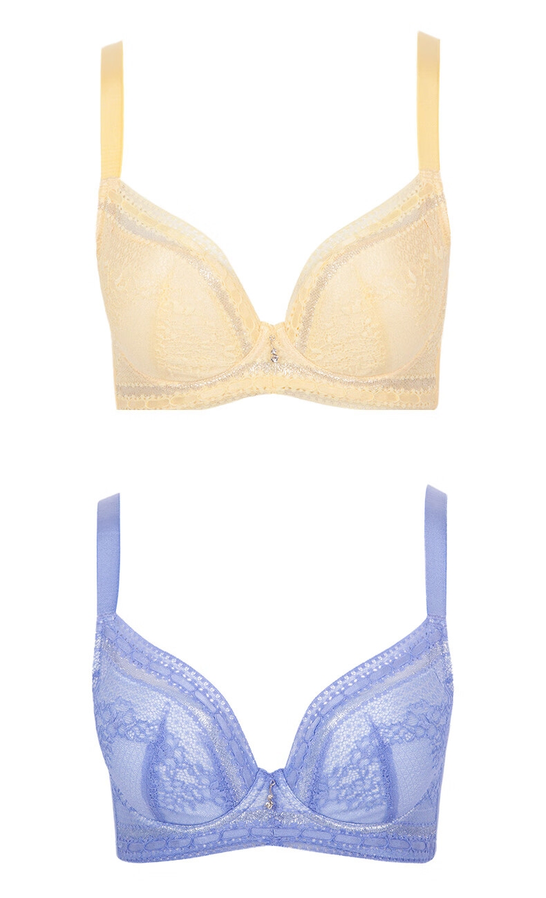 古今新款性感聚拢上托文胸蕾丝轻薄大杯内衣胸罩女 0h2025 浅蓝 80c