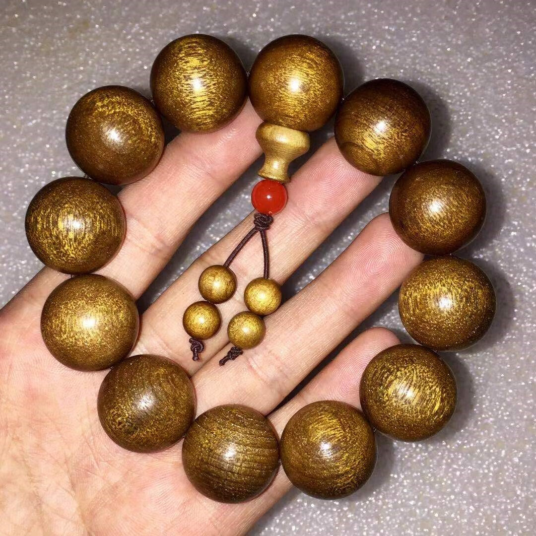 贵鸿 四川金丝楠木 小叶桢楠枯木老料佛珠手链手串 男老料金丝楠108颗