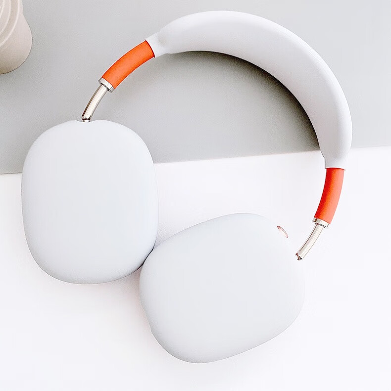 PENGGU Earphone Protective Case for Apple AirPods Max, Silicone Ear Tips, Headband Rubber Protection, Anti-Scratch Wear-Resistant Soft Cover, Silver Gray 4