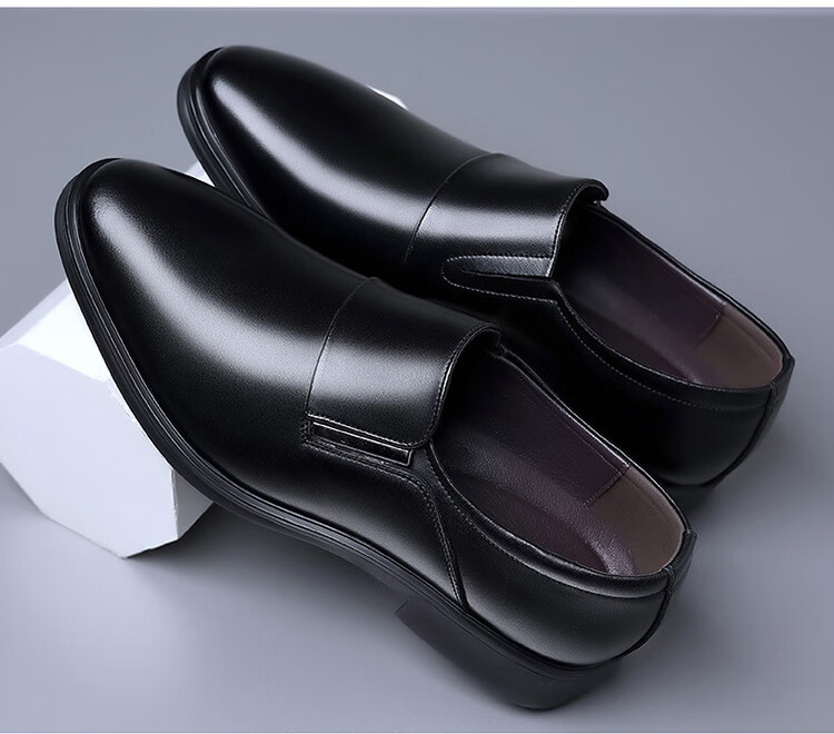 EGCHI Men's Leather Shoes, Business Casual Formal Wear, British Style, Durable And Comfortable Commuter Shoes for Men, CPZ0917, Black, Size 39 15