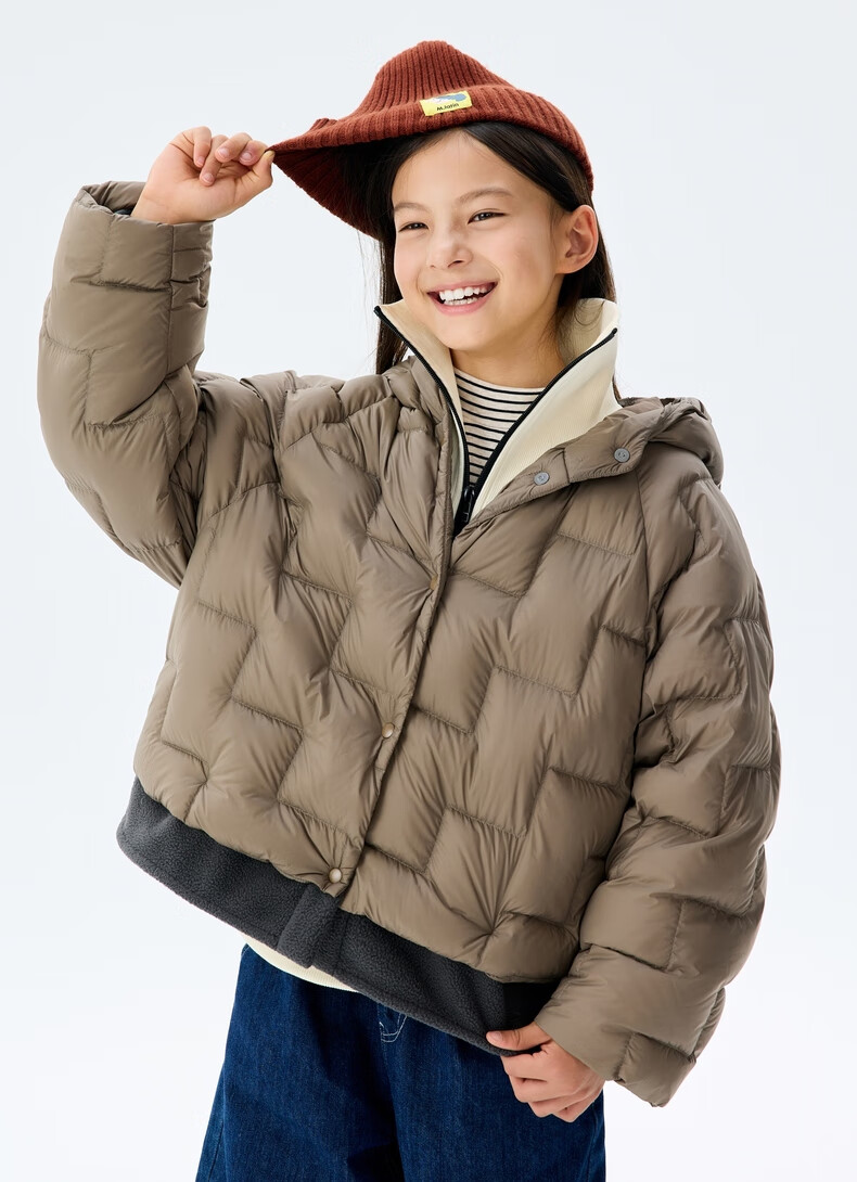 M.Latin Children's down Jacket, Winter 2024 New Style, Girls' Fleece Coat, Coral Pink, 150cm 5