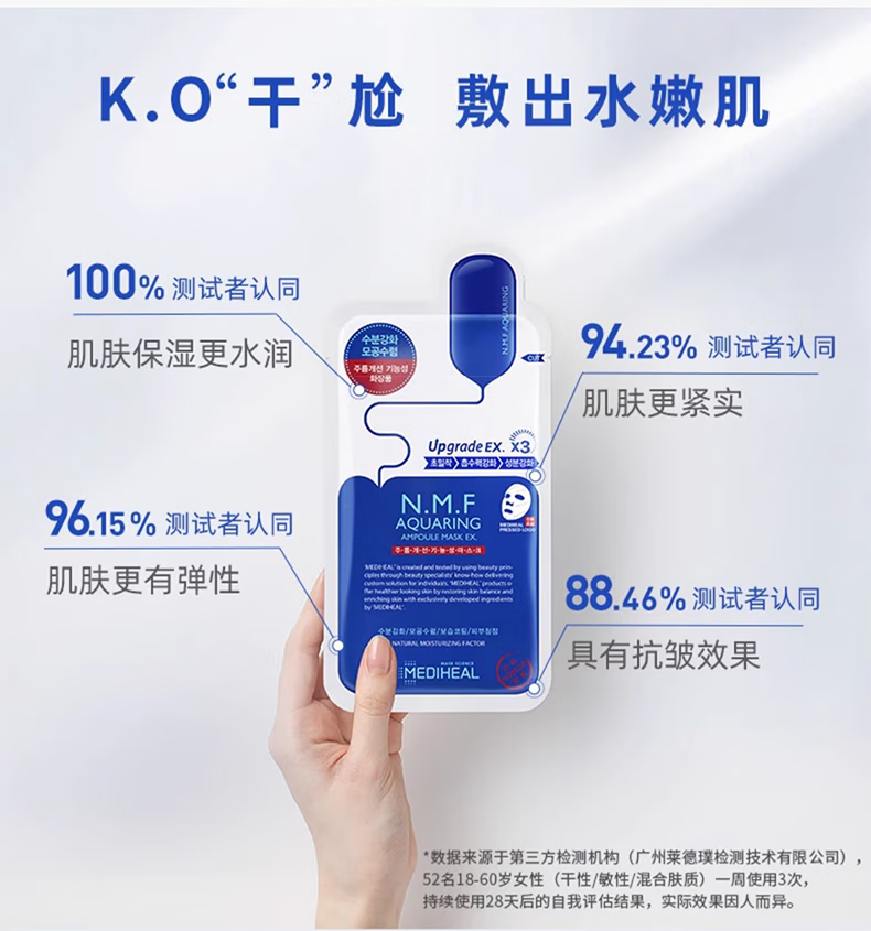 美迪惠尔（Mediheal）水润保湿面膜NMF水库面膜水库针剂密集补水可莱丝面膜贴 水润面膜30片【3盒补水囤货】