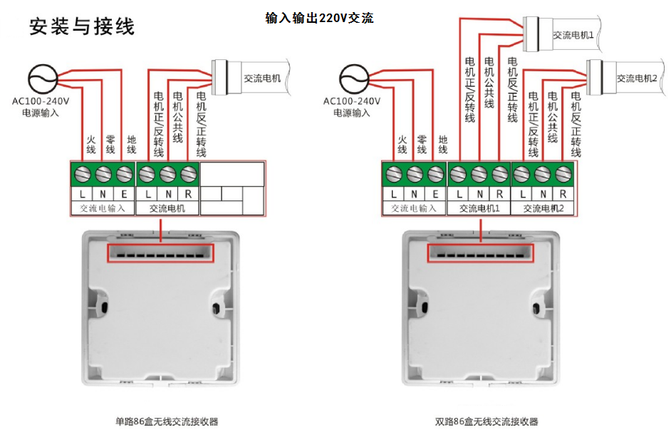 电动天窗控制器电动窗帘开窗器控制开关遥控器 双路220v开关 双路遥控