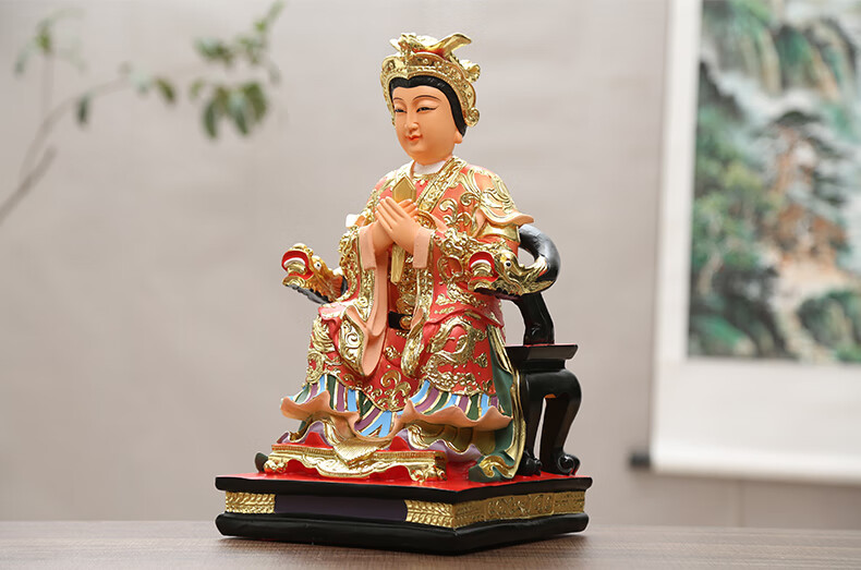 泰山奶奶神像供奉泰山圣母娘娘泰山老母佛像碧霞元君家用树脂摆件 16