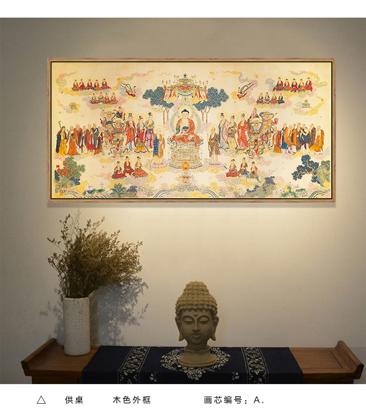 唐卡挂画玄关佛系全佛图佛家画像藏式佛堂装饰画释迦