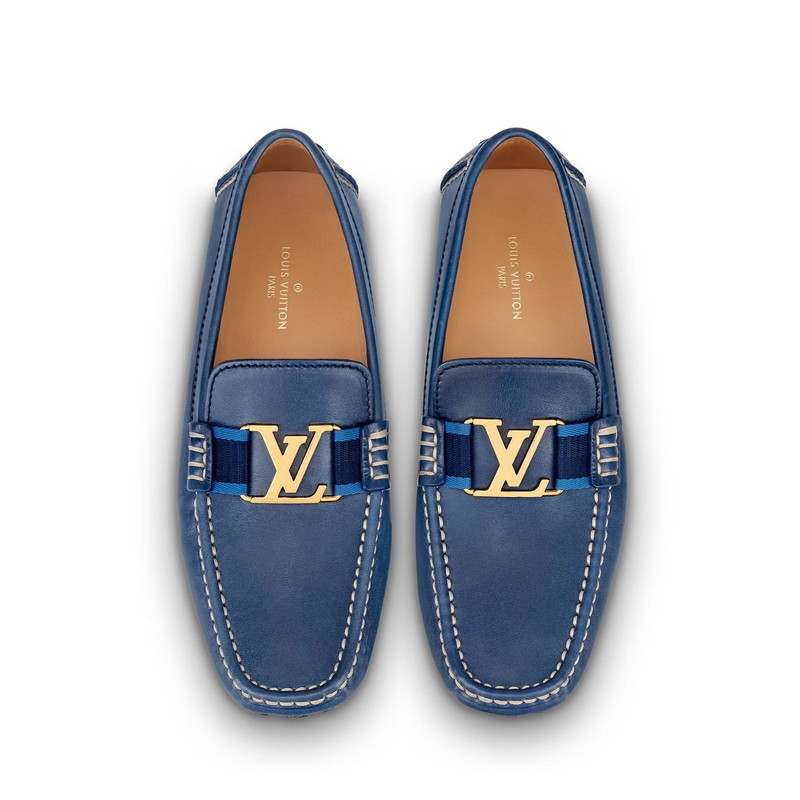 路易威登lv男鞋monte carlo 乐福鞋小牛皮 lv 字母装饰 双色缎带 黄色