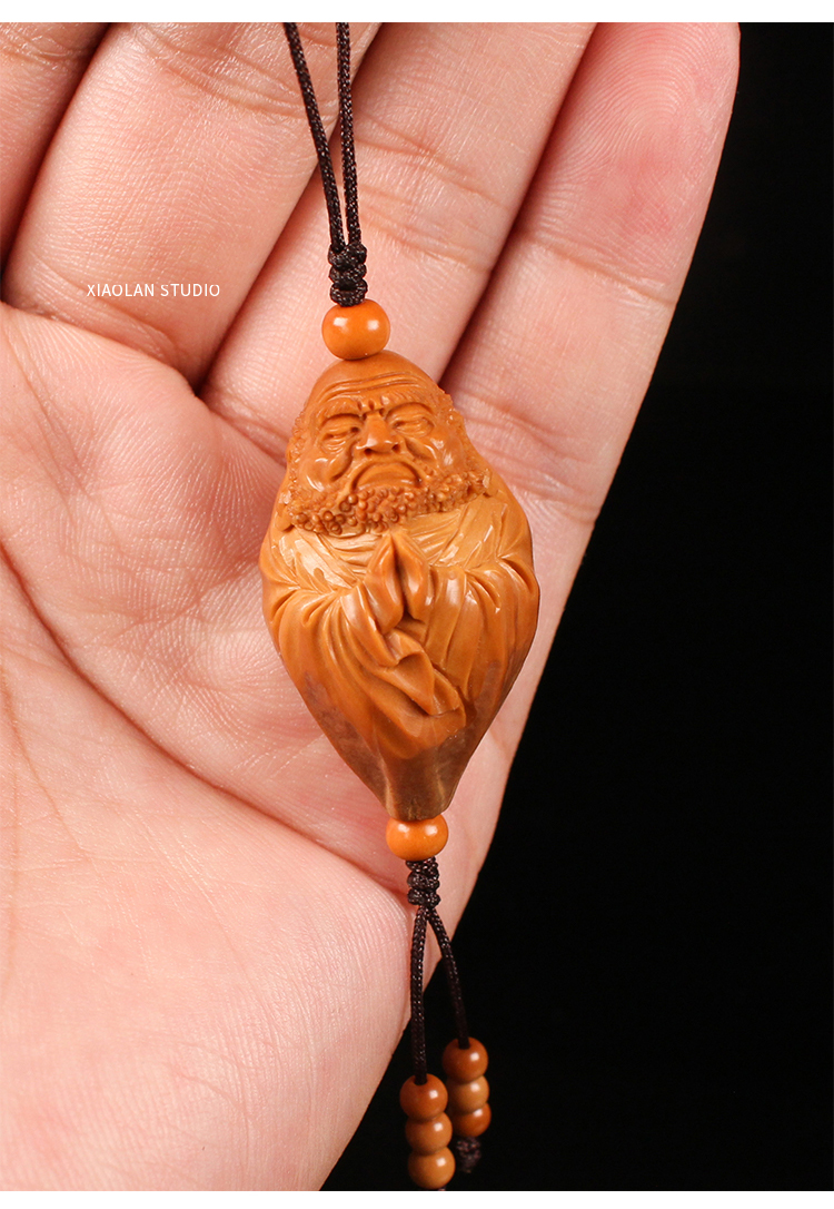 橄榄核雕达摩单籽挂件吊坠纯手工背云老油核diy苏工文玩男士手串