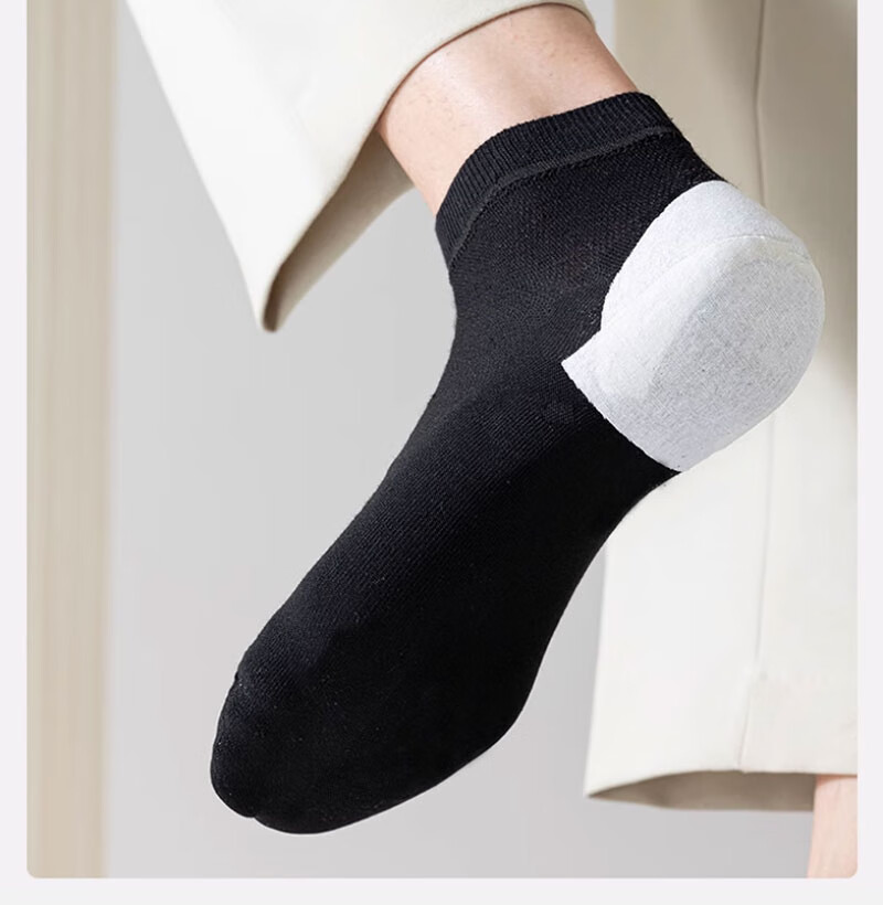 Mianshisan Anti-Cracking Socks for Men, Combed Cotton Short Socks, Summer Thin Style, Foot Protection, Heel Care, Dry Cracking Prevention, Moisturizing And Anti-Friction, 5 Pairs, Tt 9