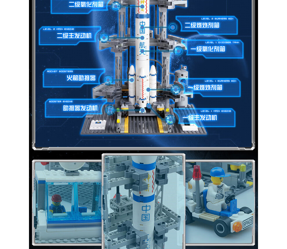 兼容乐高航天积木航天飞机发射基地宇宙飞船长征2号火箭太空站拼插