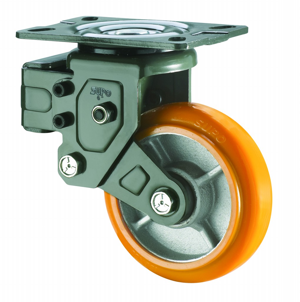 向荣动力supo 脚轮 弹簧重型减震万向轮 5寸6寸8寸铁心pu橙色聚氨酯 