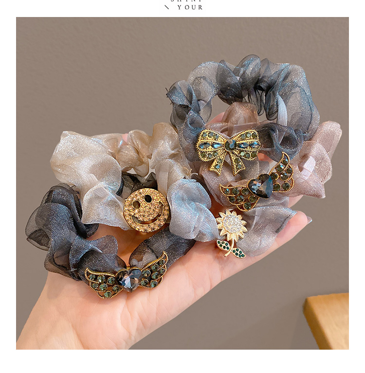 欧根纱大肠发圈高级感头绳气质橡皮筋女扎头发绳夏天 12#方形英文黑色